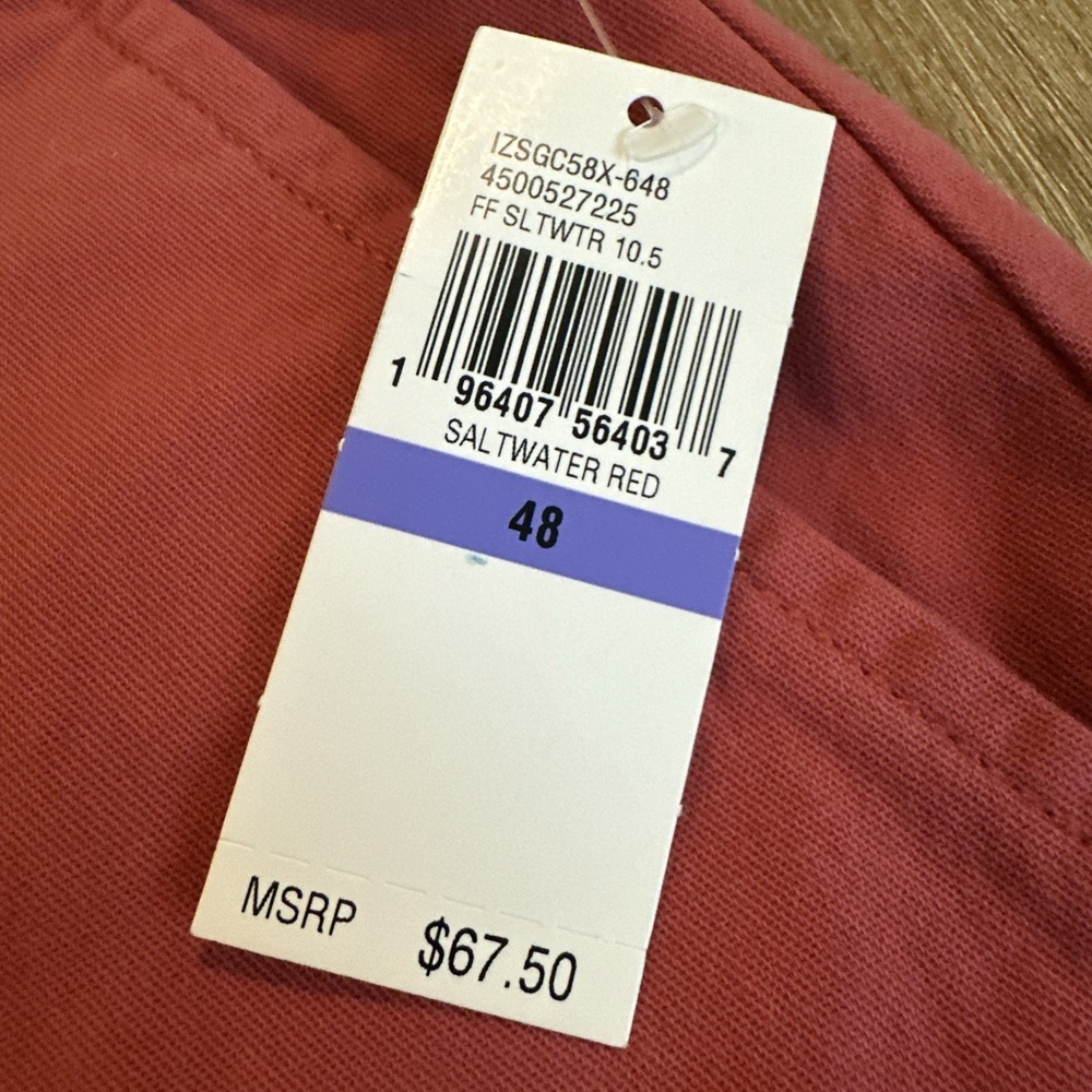 IZOD Saltwater Men's Big & Tall Beach House Cargo Shorts Red 48 X 10.5" NEW - Picture 3 of 9